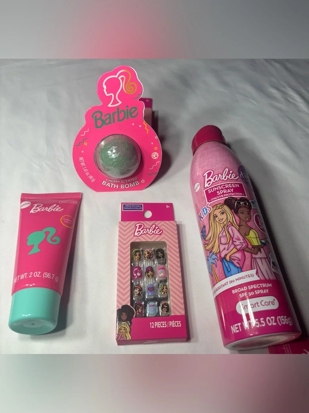 4 New Barbie Pink and Teal Kids Bath & Sunscreen Gift Set
